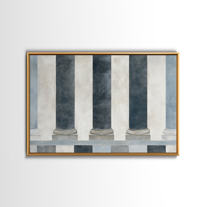 Black and White Courthouse Step Pattern as Canvas Print, Law Office Art, Modern Wall Decor, Office Decor, Abstract Art, Counsel, LOA-3x2-43