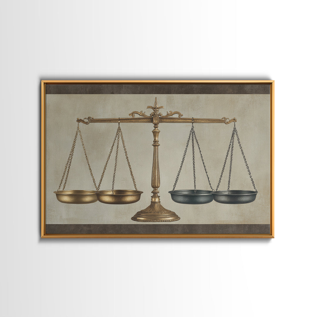 Classical Scales of Justice Canvas Print, Law Office Art, Modern Wall Decor, Office Decor, Fine Art, Counsel, Law School Gifts, LOA-3x2-53