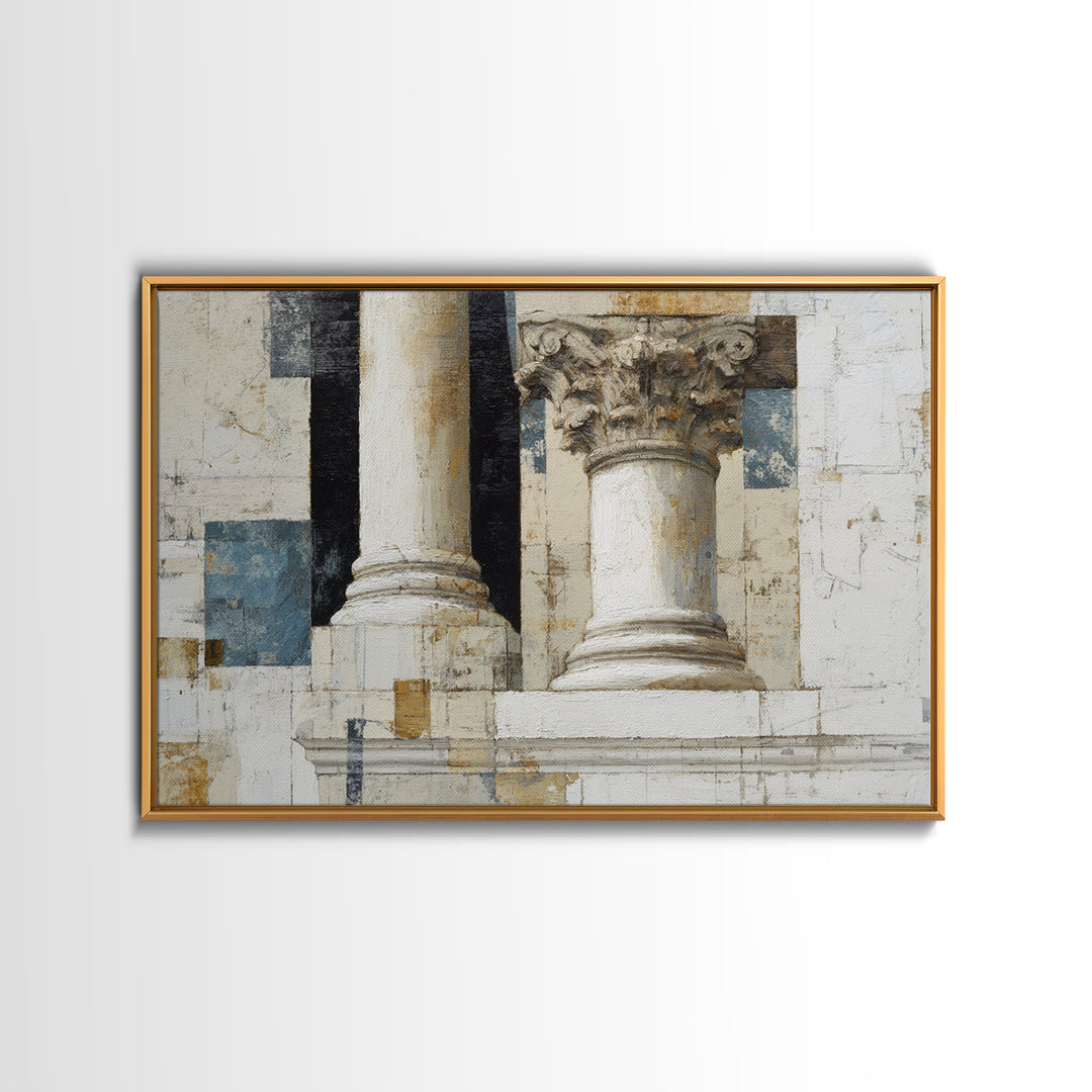 Marble Courthouse Column Study Without Building Scene Canvas Print, Law Office Art, Boho Decor, Office Decor, Counsel, LOA-3x2-55