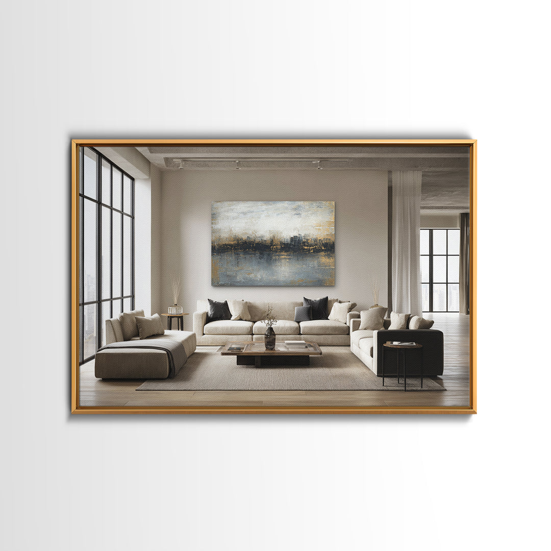 Quiet City Skyline Framed Canvas Print, Law Office Art, Law, Office Decor, Fine Art, Counsel, Modern Decor, Fine Art Print, LOA-3x2-64