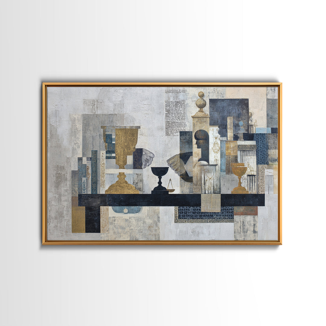 Diplomatic Handshake Silhouette Framed Canvas Print, Law Office Art, Office, Office Decor, Abstract Art, Counsel, LOA-3x2-71