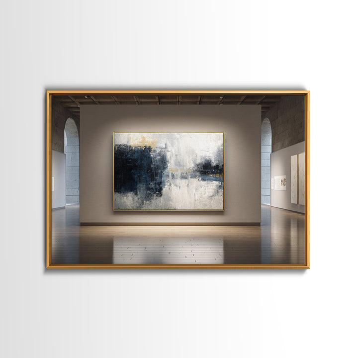 Abstract Navy and Gold Composition for Authority Framed Canvas Print, Law Office Art, Law School, Office Decor, Abstract Art, LOA-3x2-80