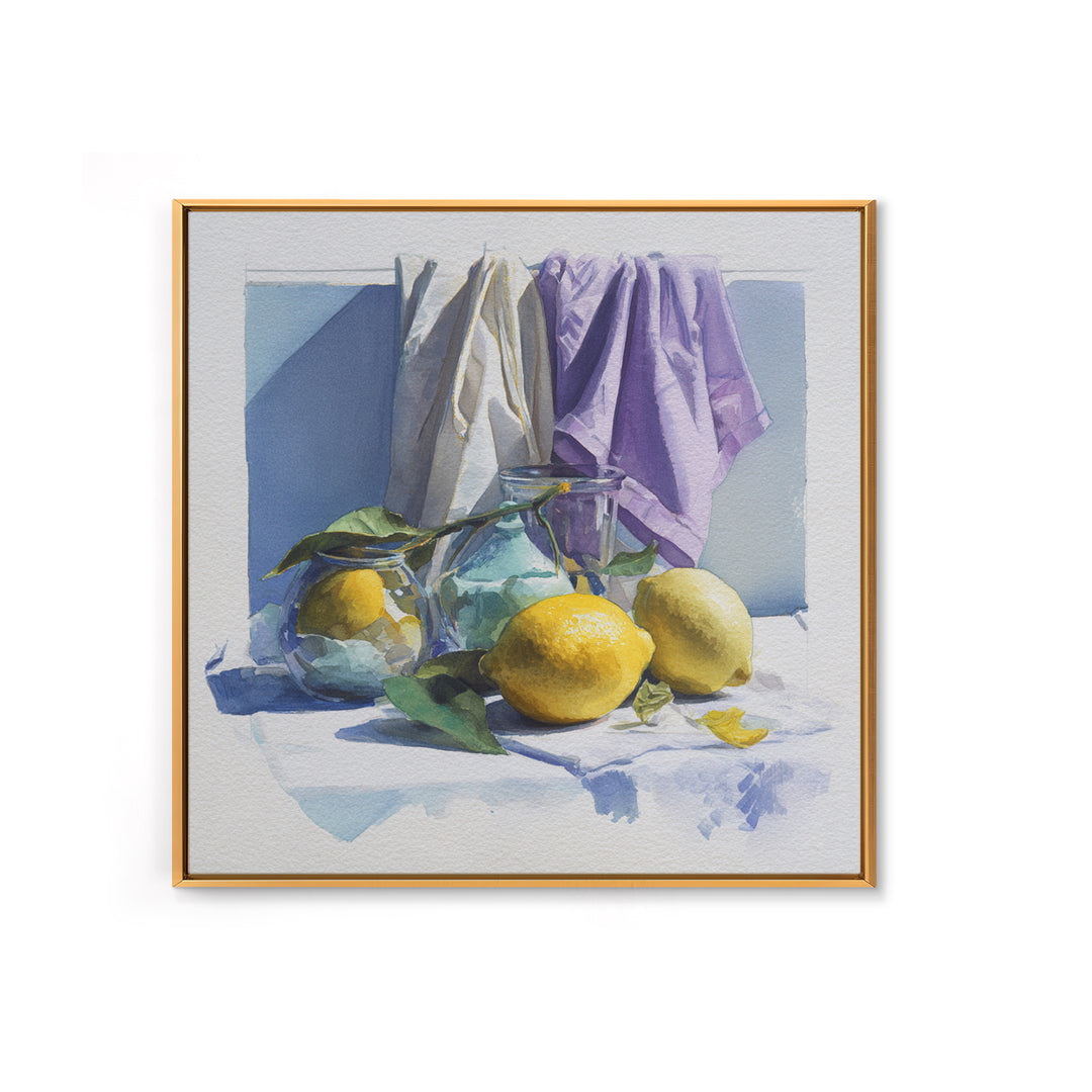Lemon and Clean Linen Still Life Canvas Print, Laundry Room Art, Printable Art, Living Room Decor, Clean, Whimsical Art, LRA-1x1-3