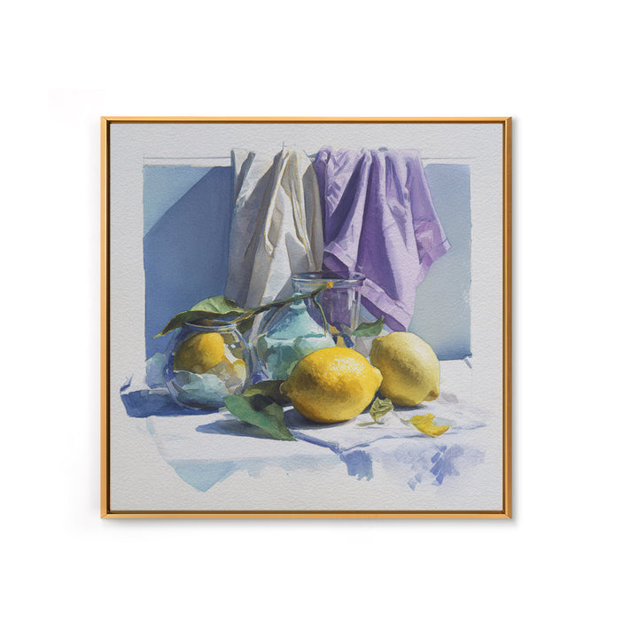 Lemon and Clean Linen Still Life Canvas Print, Laundry Room Art, Printable Art, Living Room Decor, Clean, Whimsical Art, LRA-1x1-3