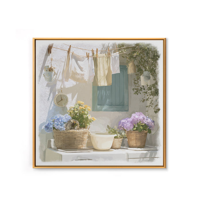 Farmhouse Laundry Sign Ornament Without Words Canvas Print, Laundry Room Art, Minimalist Wall Art, Living Room Decor, Clean, LRA-1x1-43