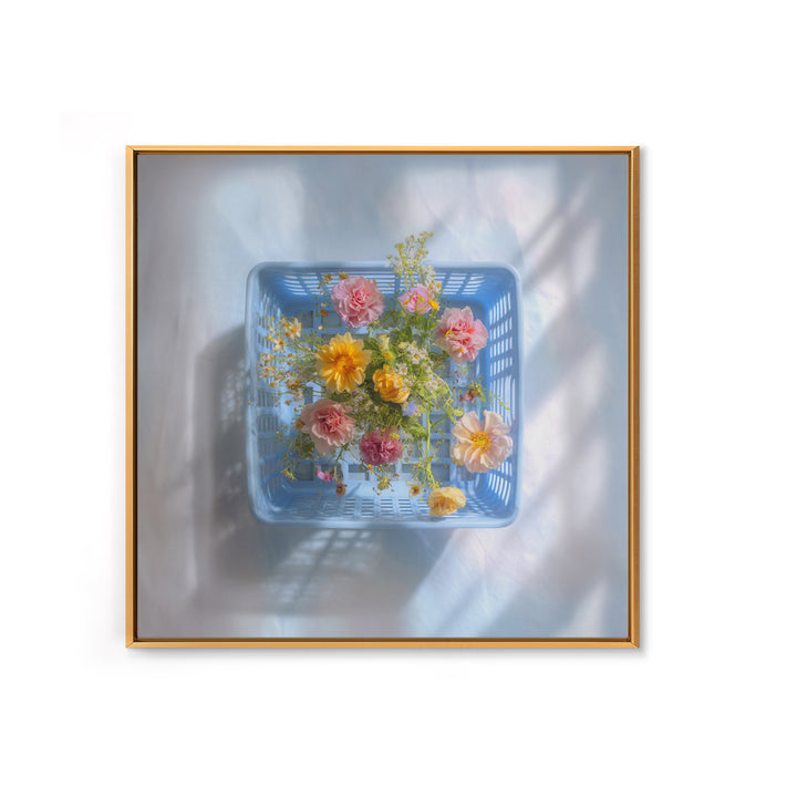 Blue Laundry Basket Canvas Print, Laundry Room Art, Apartment Wall Art, Living Room Decor, Watercolor Art, Clean, LRA-1x1-5