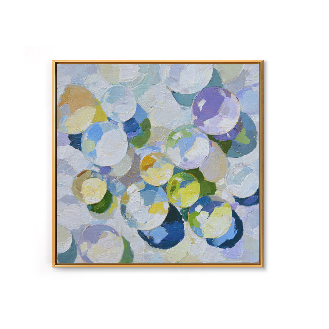 Soap Bubbles Rendered as Playful Abstract Circles Canvas Print, Laundry Room Art, Minimalist Wall Art, Living Room Decor, Clean, LRA-1x1-6