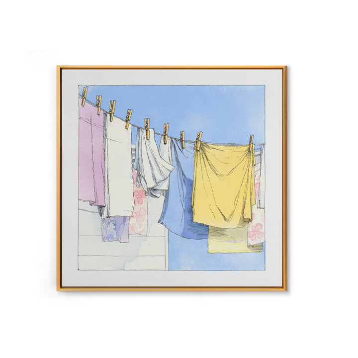 Simple Line Drawing of Hanging Laundry Canvas Print, Laundry Room Art, Farmhouse Wall Decor, Living Room Decor, Clean, LRA-1x1-64