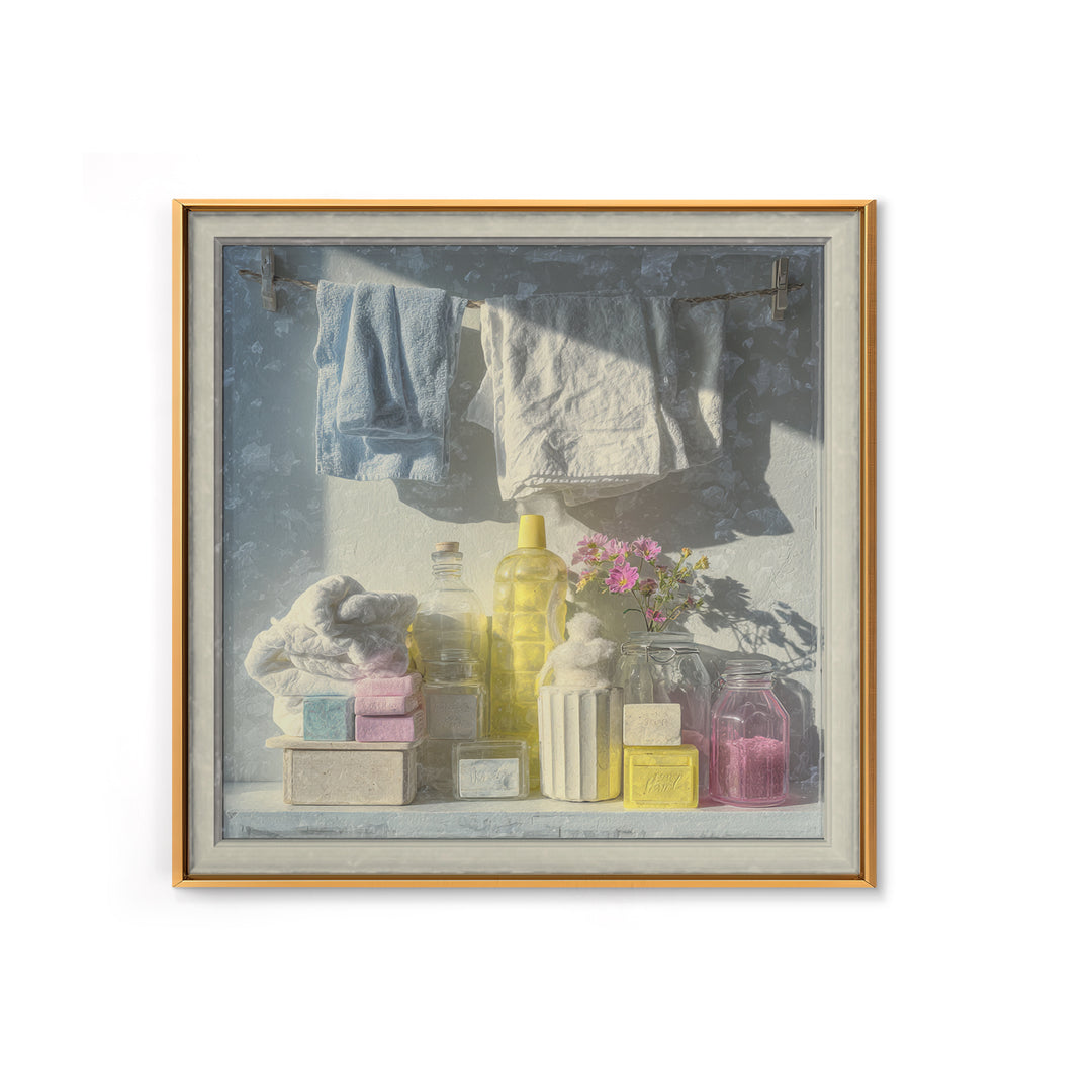 Farmhouse Laundry Sign Ornament Without Words Framed Canvas Print, Laundry Room Art, Gallery Decor, Living Room Decor, Clean, LRA-1x1-67
