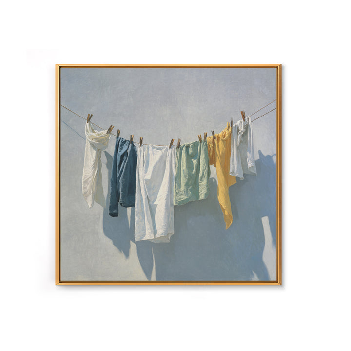 Clothesline with White Linens Blowing in Sunshine Canvas Print, Laundry Room Art, Art Print, Living Room Decor, Clean, LRA-1x1-73