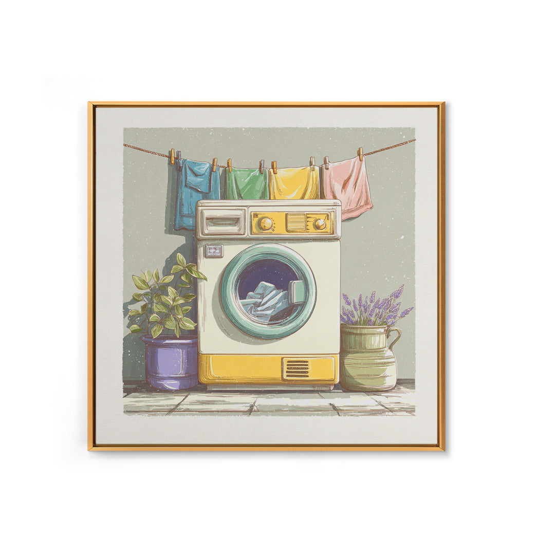 Washing Machine Icon Graphic Without Text Canvas Print, Laundry Room Art, Neutral Decor, Living Room Decor, Oil Painting, Clean, LRA-1x1-82