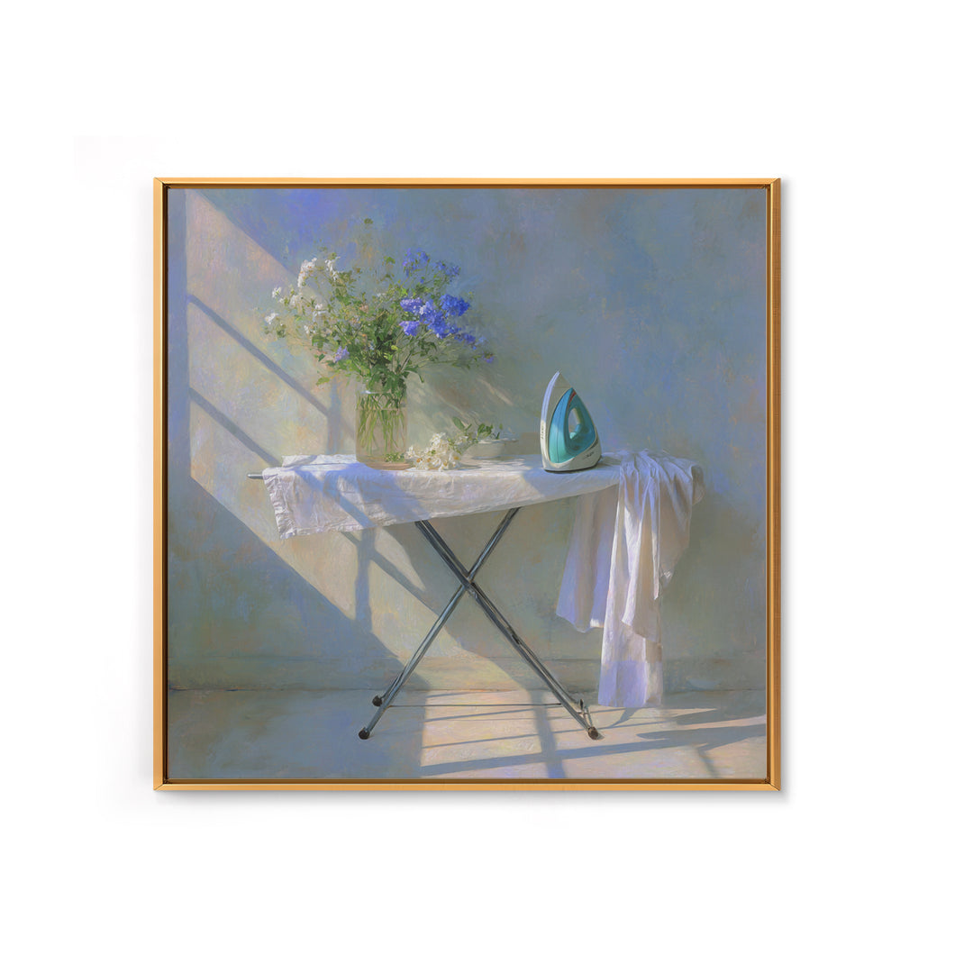 Ironing Board Still Life Framed Canvas Print, Laundry Room Art, Printable Wall Art, Living Room Decor, Fine Art, Clean, LRA-1x1-96
