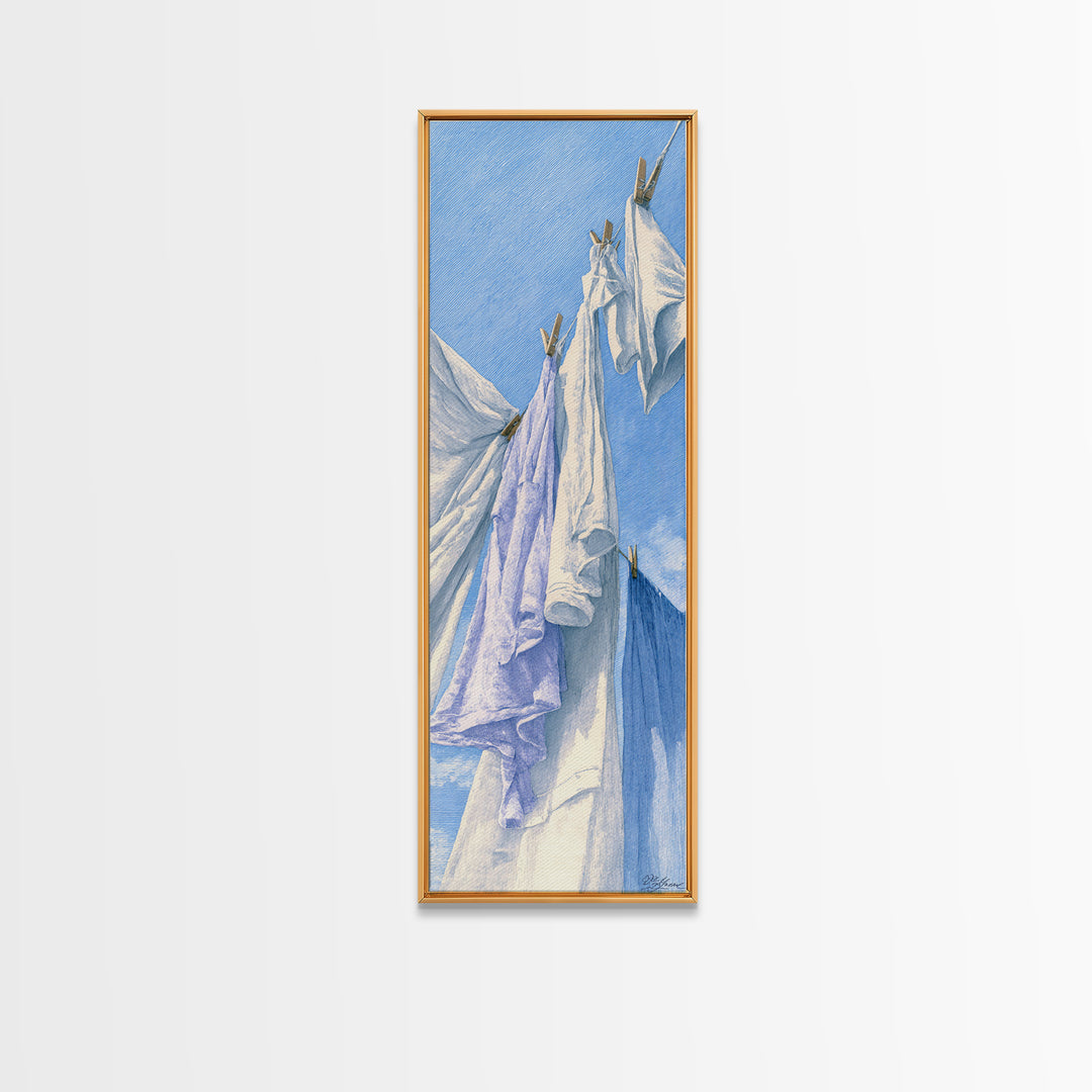 Simple Line Drawing of Hanging Laundry Canvas Print, Laundry Room Art, Laundry Room Decor, Living Room Decor, Fine Art, Clean, LRA-1x3-100