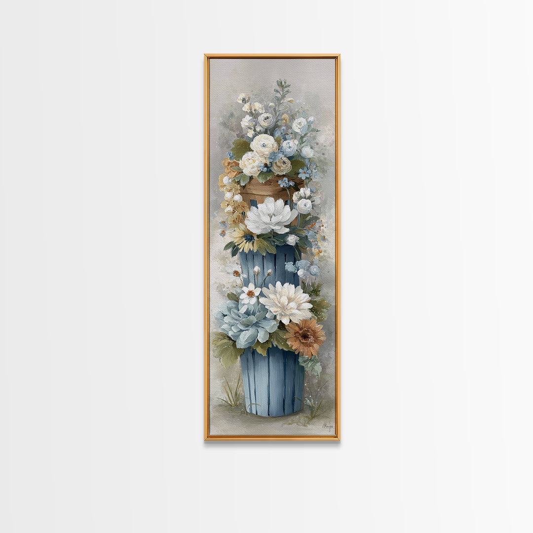 Blue Laundry Basket Canvas Print, Laundry Room Art, Room Decor, Living Room Decor, Fine Art, Clean, New Home Gift, LRA-1x3-17