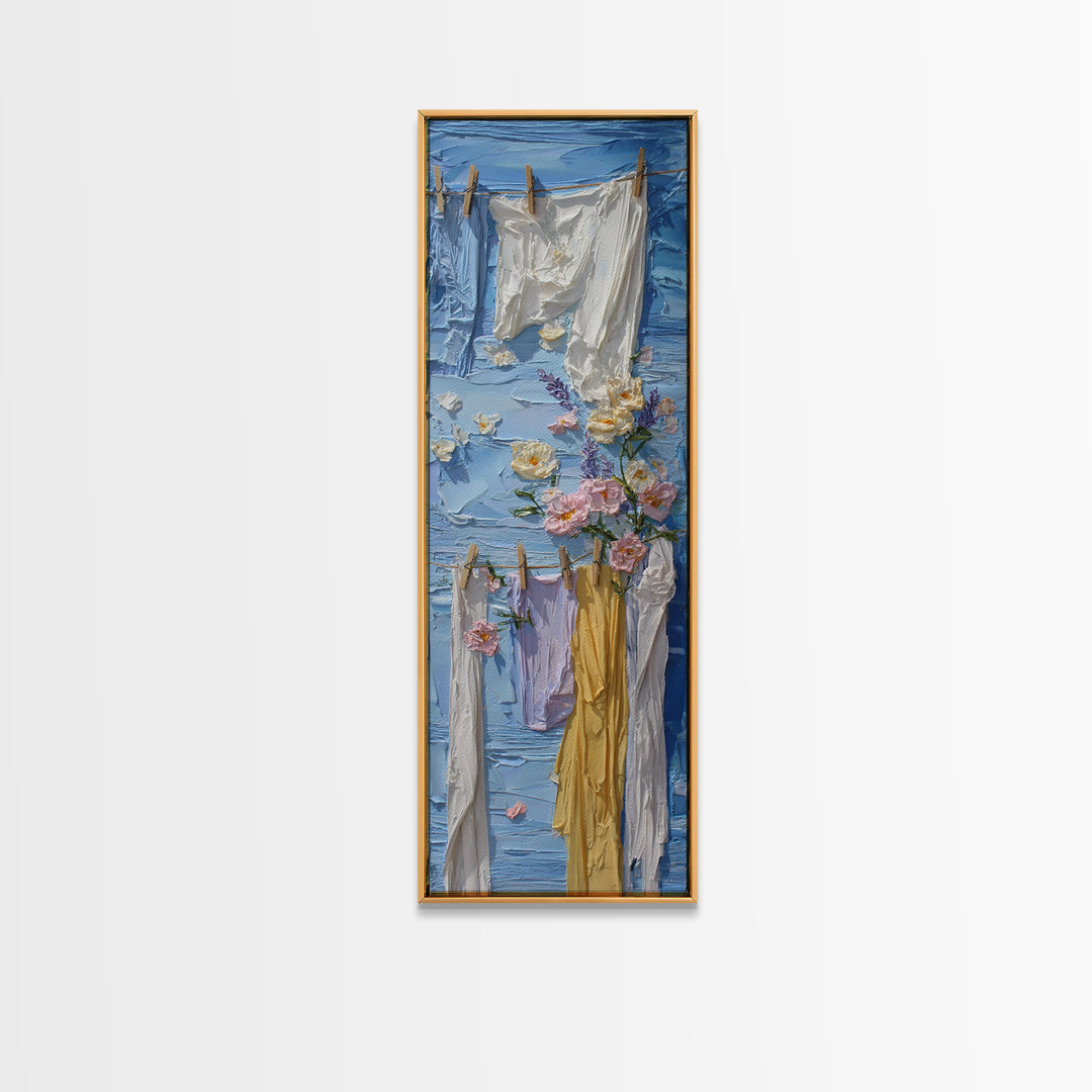 Clean Blue Water Ripple Abstraction Framed Canvas Print, Laundry Room Art, Living Room Decor, Abstract Art, Clean, LRA-1x3-30