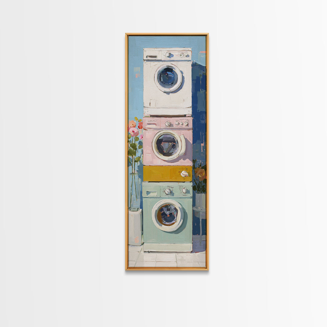 Washing Machine Icon Graphic Without Text Framed Canvas Print, Laundry Room Art, Apartment Wall Art, Living Room Decor, Clean, LRA-1x3-46