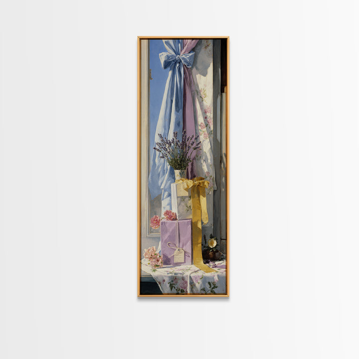 Lavender Sachet and Ribbon Still Life Canvas Print, Laundry Room Art, Rustic Home Decor, Living Room Decor, Fine Art, Clean, LRA-1x3-5