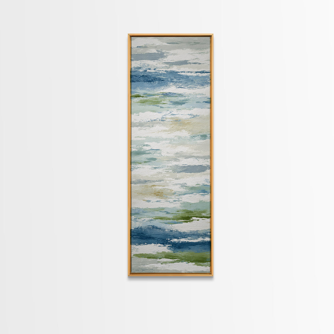 Clean Blue Water Ripple Abstraction Framed Canvas Print, Laundry Room Art, Living Room Decor, Abstract Art, Clean, LRA-1x3-54