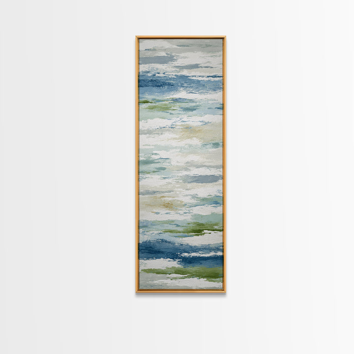 Clean Blue Water Ripple Abstraction Framed Canvas Print, Laundry Room Art, Living Room Decor, Abstract Art, Clean, LRA-1x3-54