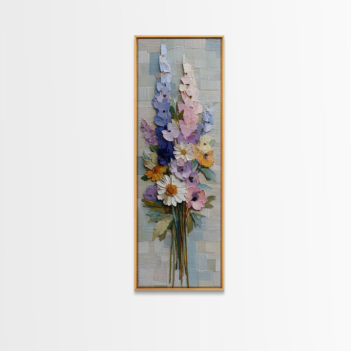 Clothespin Bouquet in Folk Art Style Canvas Print, Laundry Room Art, Digital Print, Living Room Decor, Fine Art, Clean, LRA-1x3-56