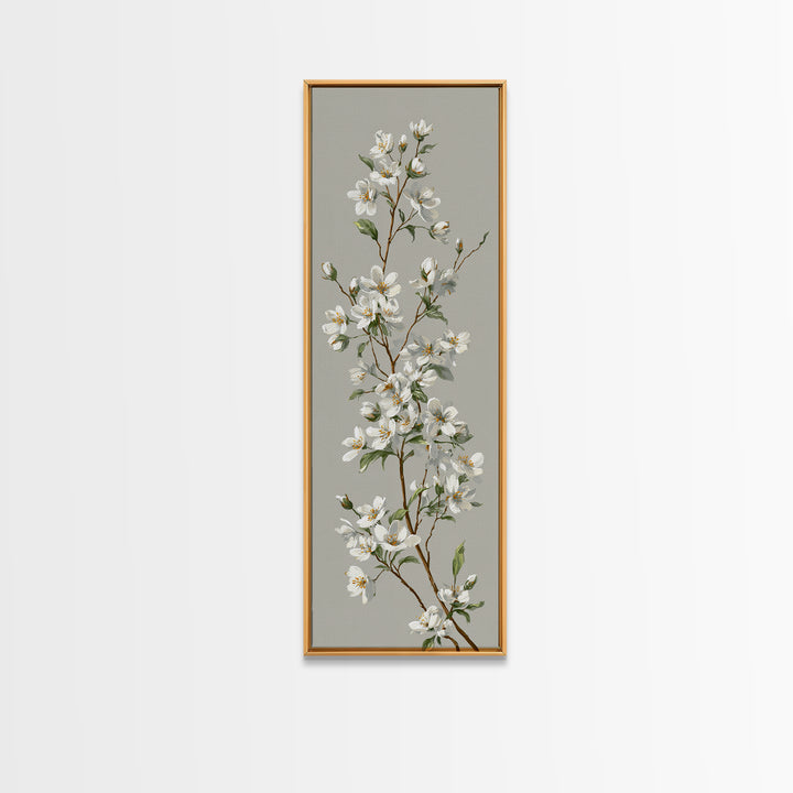 Fresh Cotton Branch Botanical Study Canvas Print, Laundry Room Art, Minimalist Wall Art, Living Room Decor, Fine Art, Clean, LRA-1x3-67