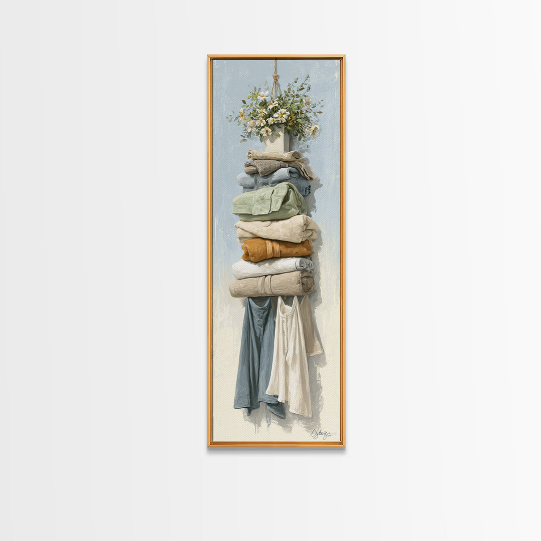 Farmhouse Laundry Sign Ornament Without Words Canvas Print, Laundry Room Art, Contemporary Art, Living Room Decor, Clean, LRA-1x3-7