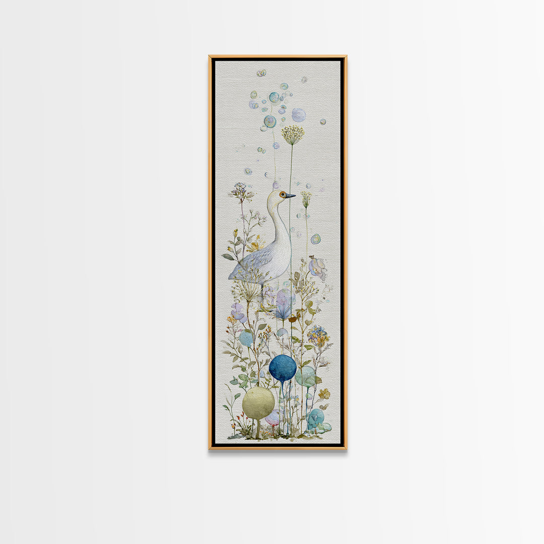 Duck and Bubbles Whimsical Watercolor Framed Canvas Print, Laundry Room Art, Farmhouse Wall Art, Living Room Decor, Clean, LRA-1x3-75