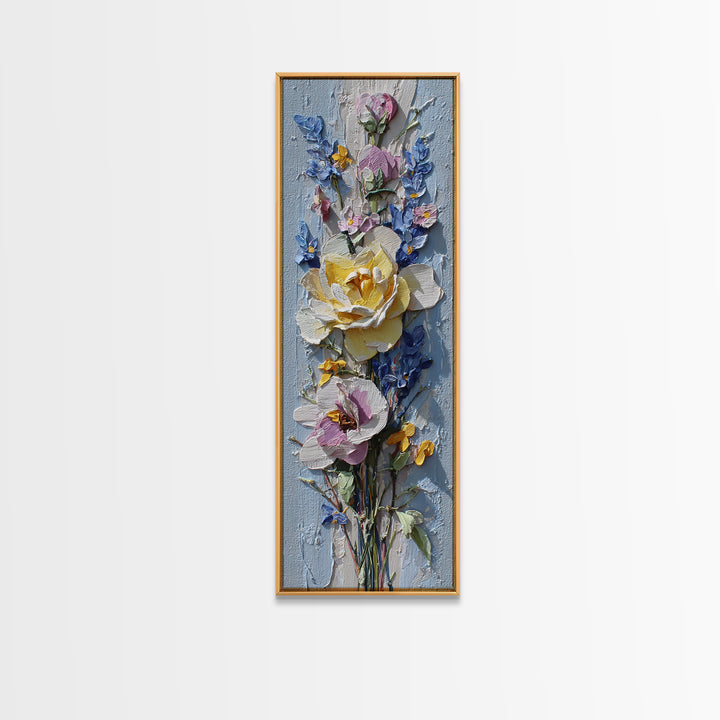 Clothespin Bouquet in Folk Art Style Framed Canvas Print, Laundry Room Art, Statement Artwork, Living Room Decor, Clean, LRA-1x3-8