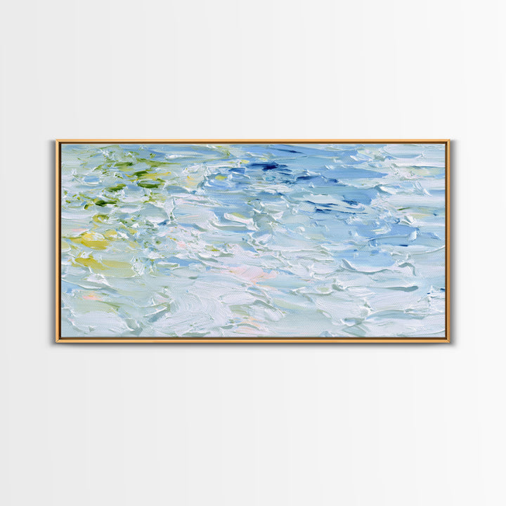 Clean Blue Water Ripple Abstraction Framed Canvas Print, Laundry Room Art, Fine Art Print, Living Room Decor, Abstract Art, LRA-2x1-14