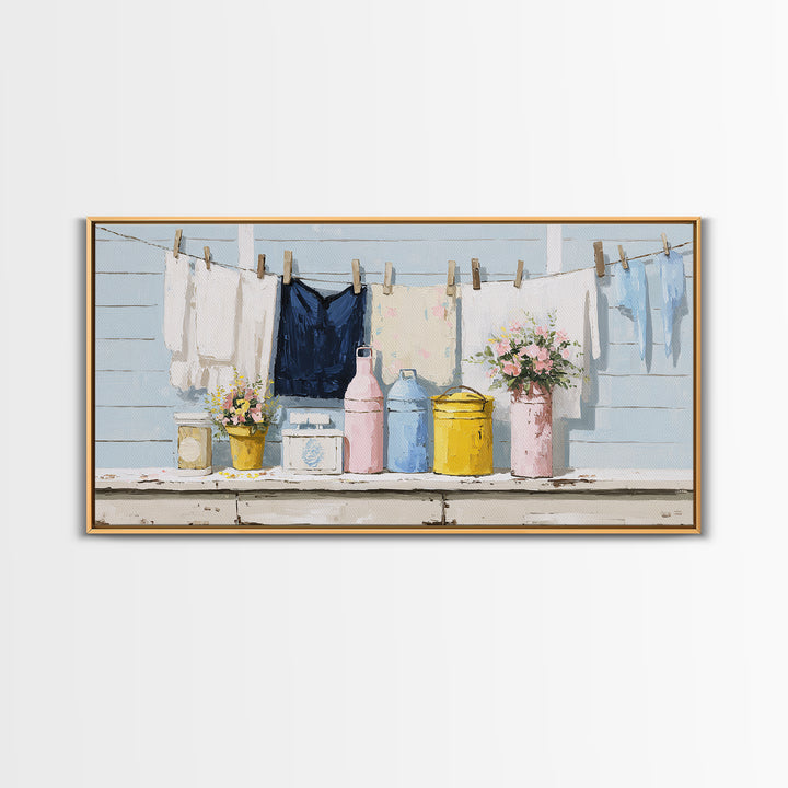 Farmhouse Laundry Sign Ornament Without Words Canvas Print, Laundry Room Art, Printable Wall Art, Living Room Decor, Clean, LRA-2x1-39