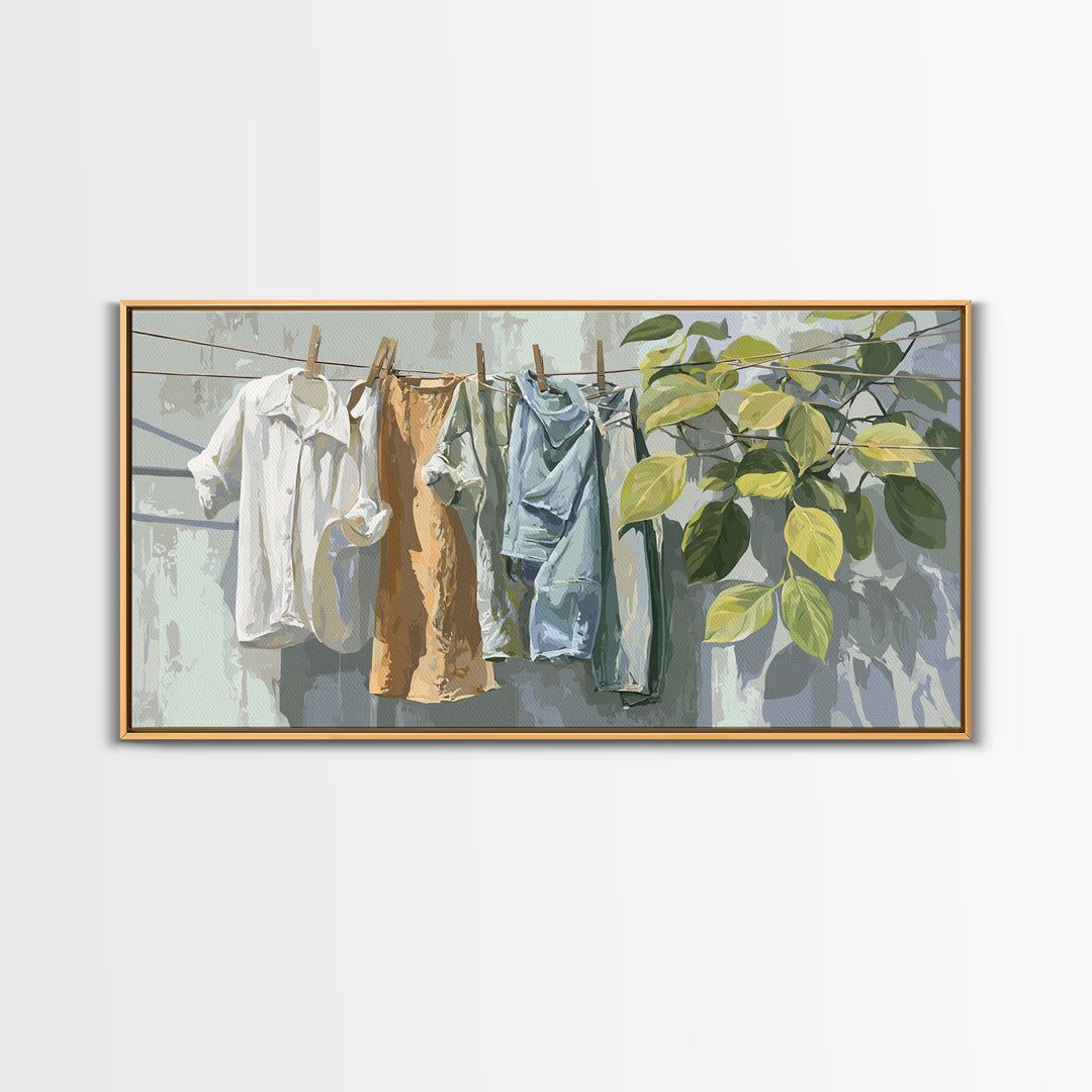 White Shirt on Hanger Canvas Print, Laundry Room Art, Contemporary Art, Living Room Decor, Fine Art, Clean, Farmhouse Decor, LRA-2x1-41