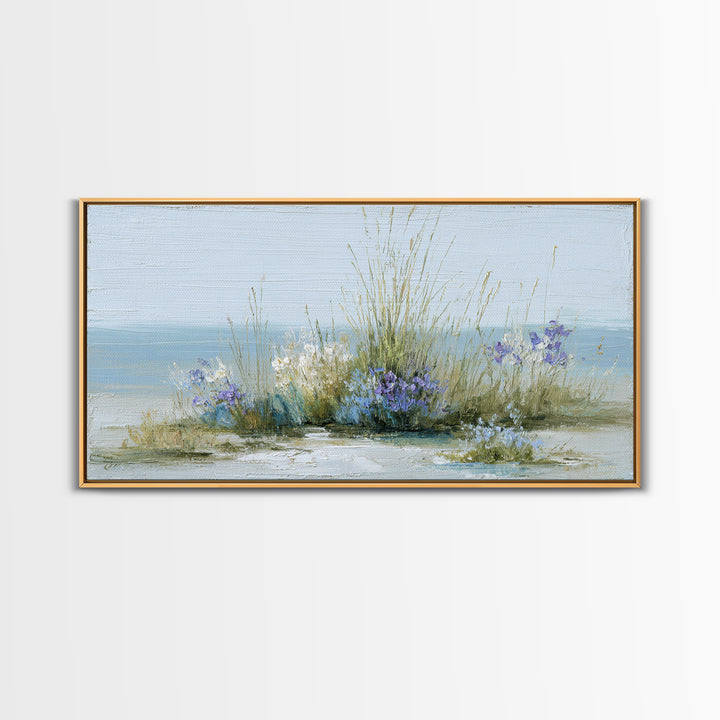 Fresh Air Meadow Landscape for Clean Mood Framed Canvas Print, Laundry Room Art, Oil Painting, Living Room Decor, Clean, LRA-2x1-43