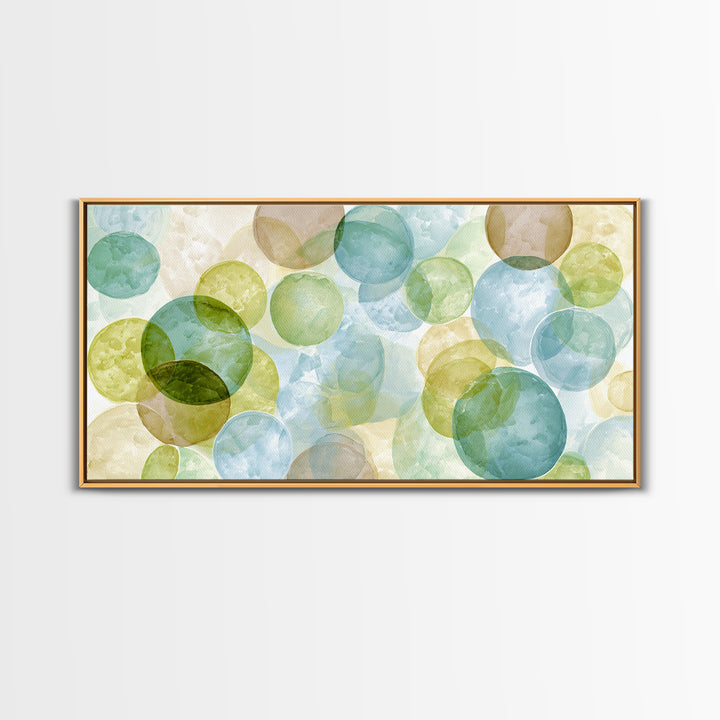 Soap Bubbles Rendered as Playful Abstract Circles Canvas Print, Laundry Room Art, Minimalist Decor, Living Room Decor, Clean, LRA-2x1-50