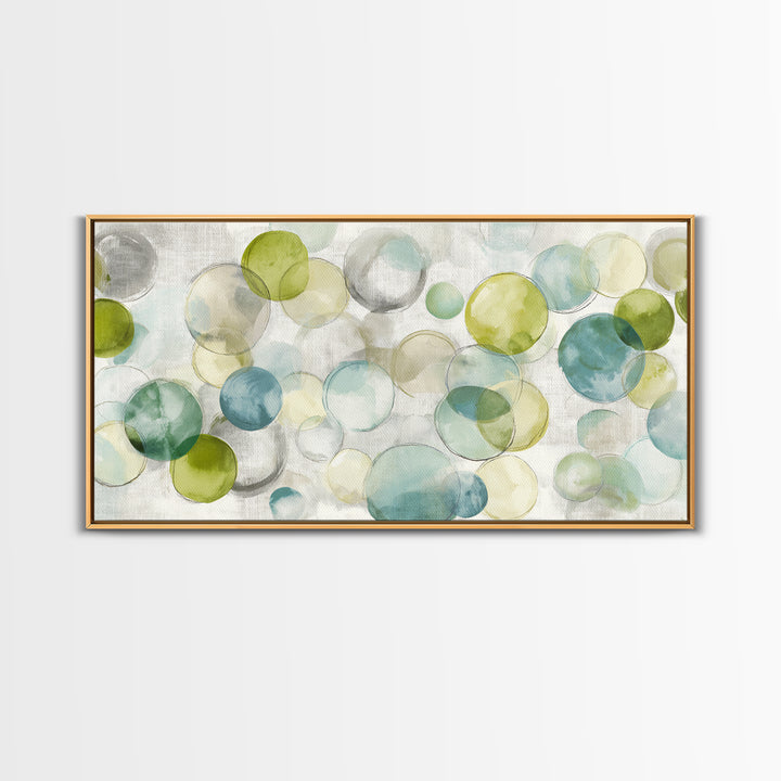 Soap Bubbles Rendered as Playful Abstract Circles Canvas Print, Laundry Room Art, Printable Wall Art, Living Room Decor, Clean, LRA-2x1-98