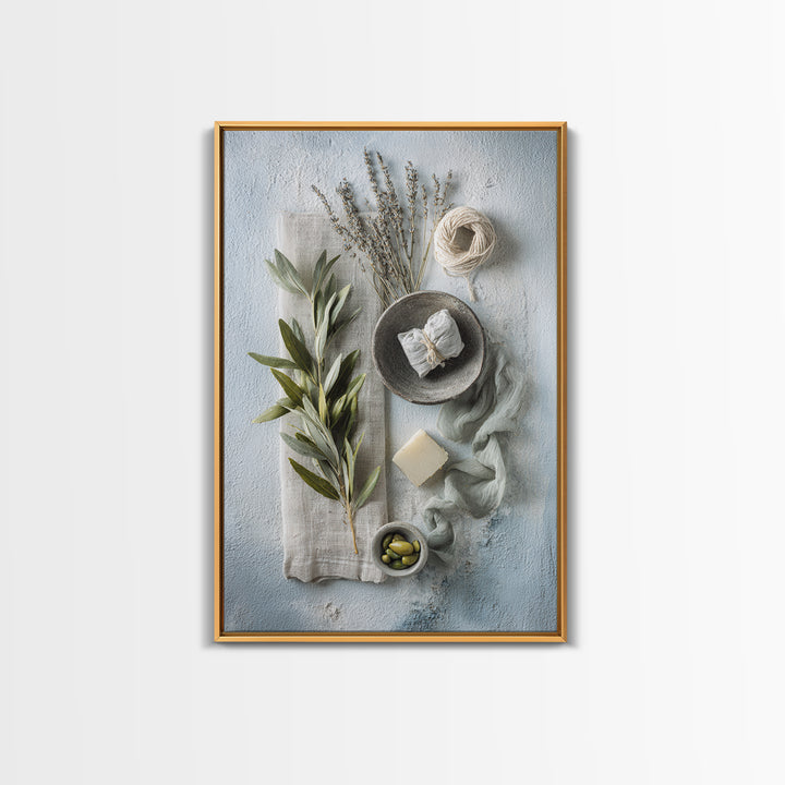 Lavender Sachet and Ribbon Still Life Framed Canvas Print, Laundry Room Art, Home Decor, Living Room Decor, Fine Art, Clean, LRA-2x3-1