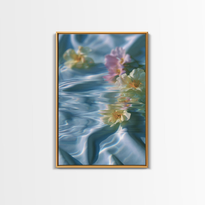 Clean Blue Water Ripple Abstraction Framed Canvas Print, Laundry Room Art, Boho Decor, Living Room Decor, Fine Art, Clean, LRA-2x3-2
