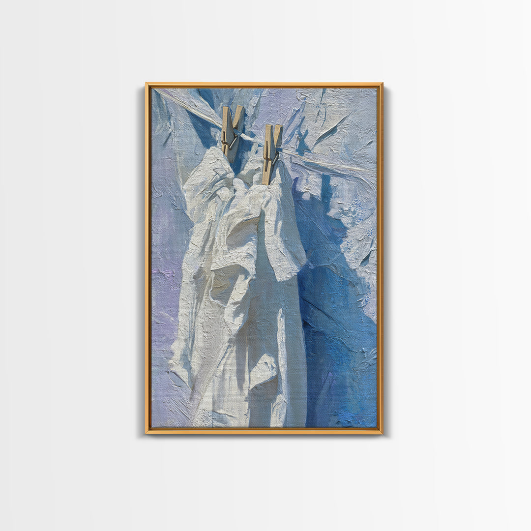 Linen Texture Abstract Framed Canvas Print, Laundry Room Art, Digital Art Print, Living Room Decor, Abstract Art, Clean, LRA-2x3-44