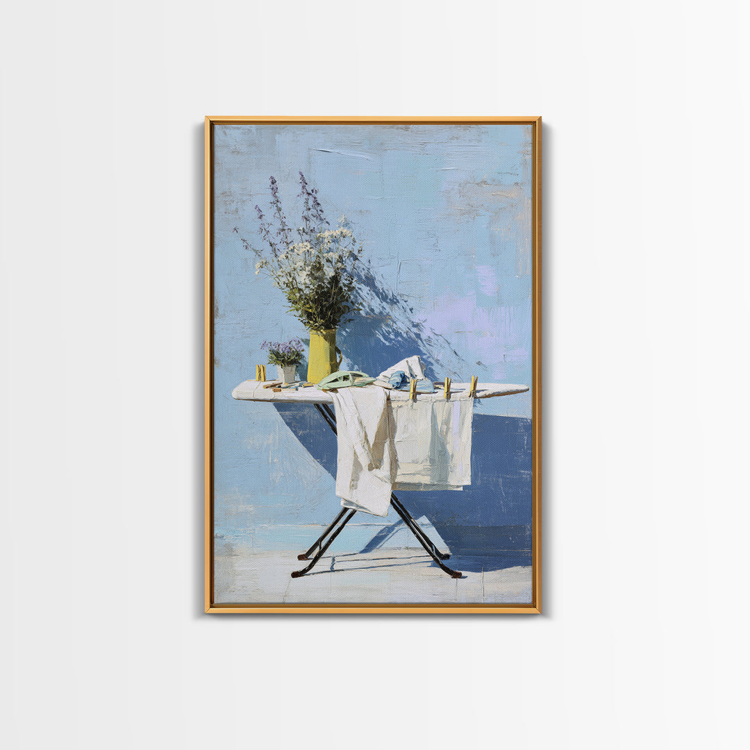 Ironing Board Still Life Framed Canvas Print, Laundry Room Art, Neutral Decor, Living Room Decor, Fine Art, Clean, Home Decor, LRA-2x3-56