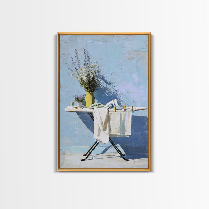 Ironing Board Still Life Framed Canvas Print, Laundry Room Art, Neutral Decor, Living Room Decor, Fine Art, Clean, Home Decor, LRA-2x3-56
