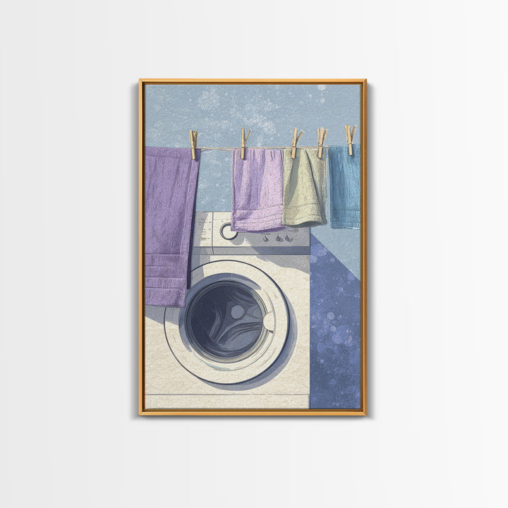 Washing Machine Icon Graphic Without Text Canvas Print, Laundry Room Art, Wall Decor, Living Room Decor, Oil Painting, Clean, LRA-2x3-66