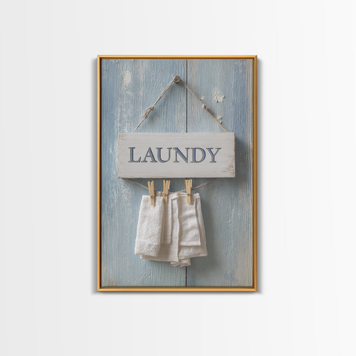 Farmhouse Laundry Sign Ornament Without Words Framed Canvas Print, Laundry Room Art, Artwork, Living Room Decor, Clean, LRA-2x3-75