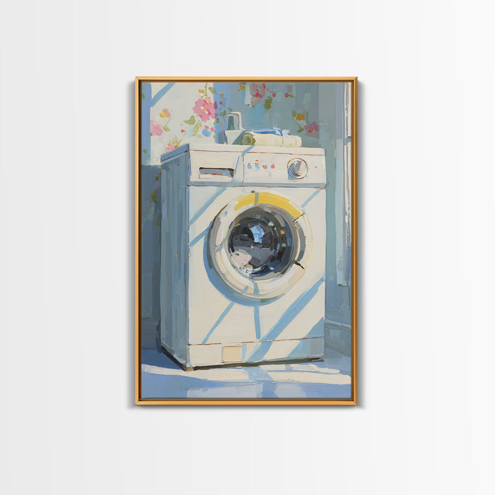 Washing Machine Icon Graphic Without Text Framed Canvas Print, Laundry Room Art, Artwork, Living Room Decor, Fine Art, Clean, LRA-2x3-90