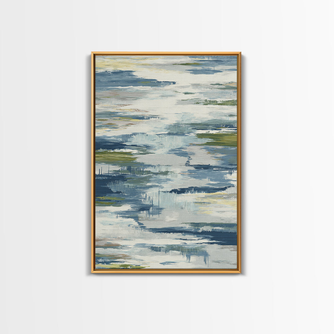 Clean Blue Water Ripple Abstraction Framed Canvas Print, Laundry Room Art, Digital Art, Living Room Decor, Abstract Art, Clean, LRA-2x3-98
