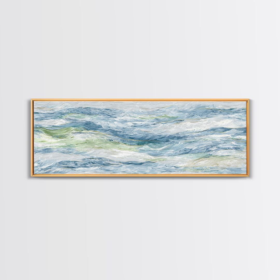 Clean Blue Water Ripple Abstraction Framed Canvas Print, Laundry Room Art, Wall Decor, Living Room Decor, Abstract Art, Clean, LRA-3x1-10