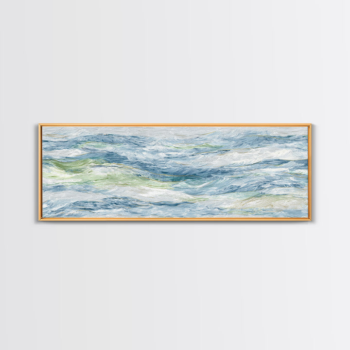 Clean Blue Water Ripple Abstraction Framed Canvas Print, Laundry Room Art, Wall Decor, Living Room Decor, Abstract Art, Clean, LRA-3x1-10