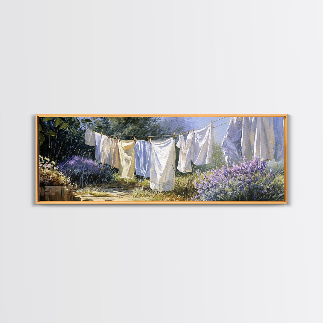 Fresh Air Meadow Landscape for Clean Mood Framed Canvas Print, Laundry Room Art, Apartment Wall Art, Living Room Decor, Clean, LRA-3x1-15