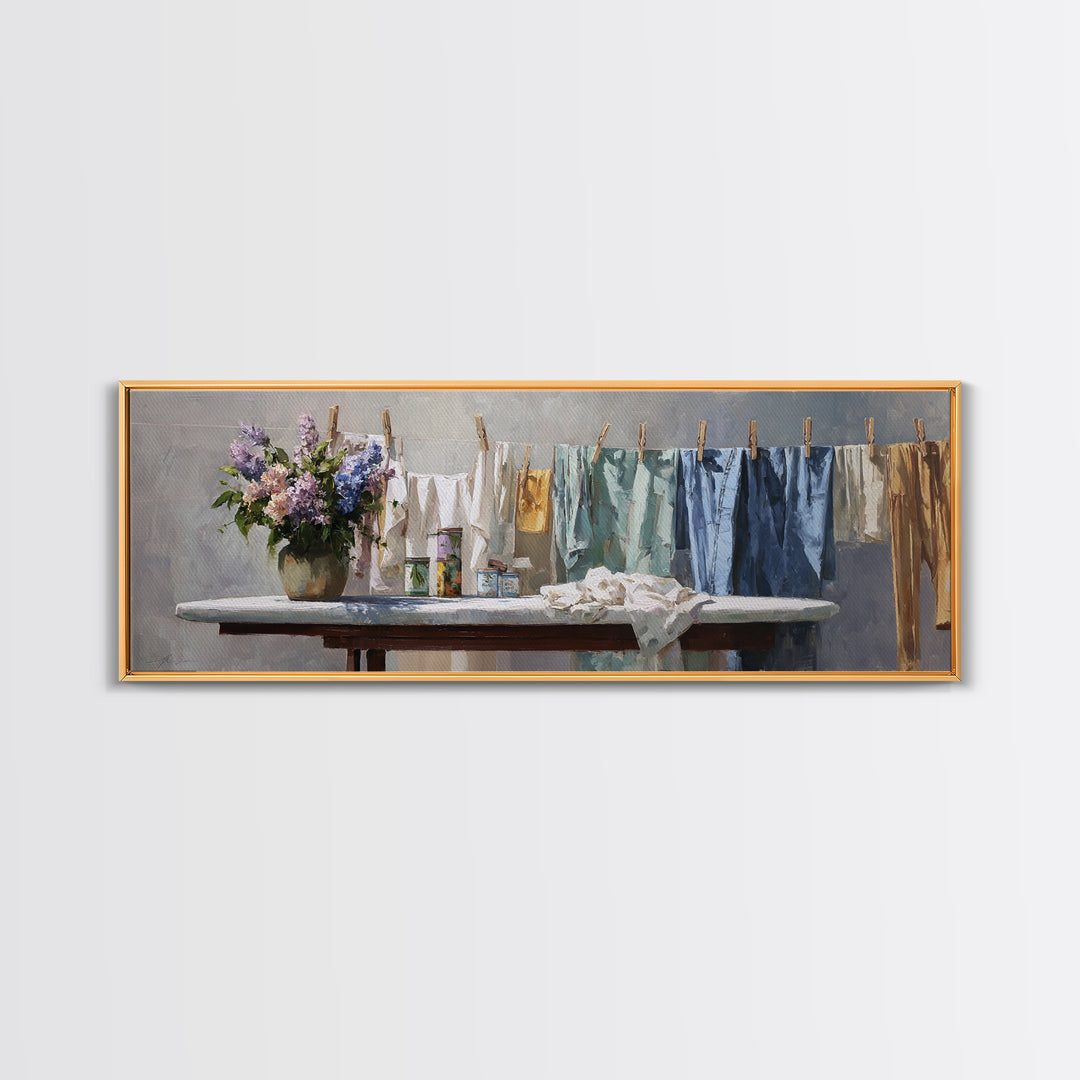 Ironing Board Still Life Canvas Print, Laundry Room Art, Minimalist Wall Art, Living Room Decor, Fine Art, Clean, Neutral Decor, LRA-3x1-16
