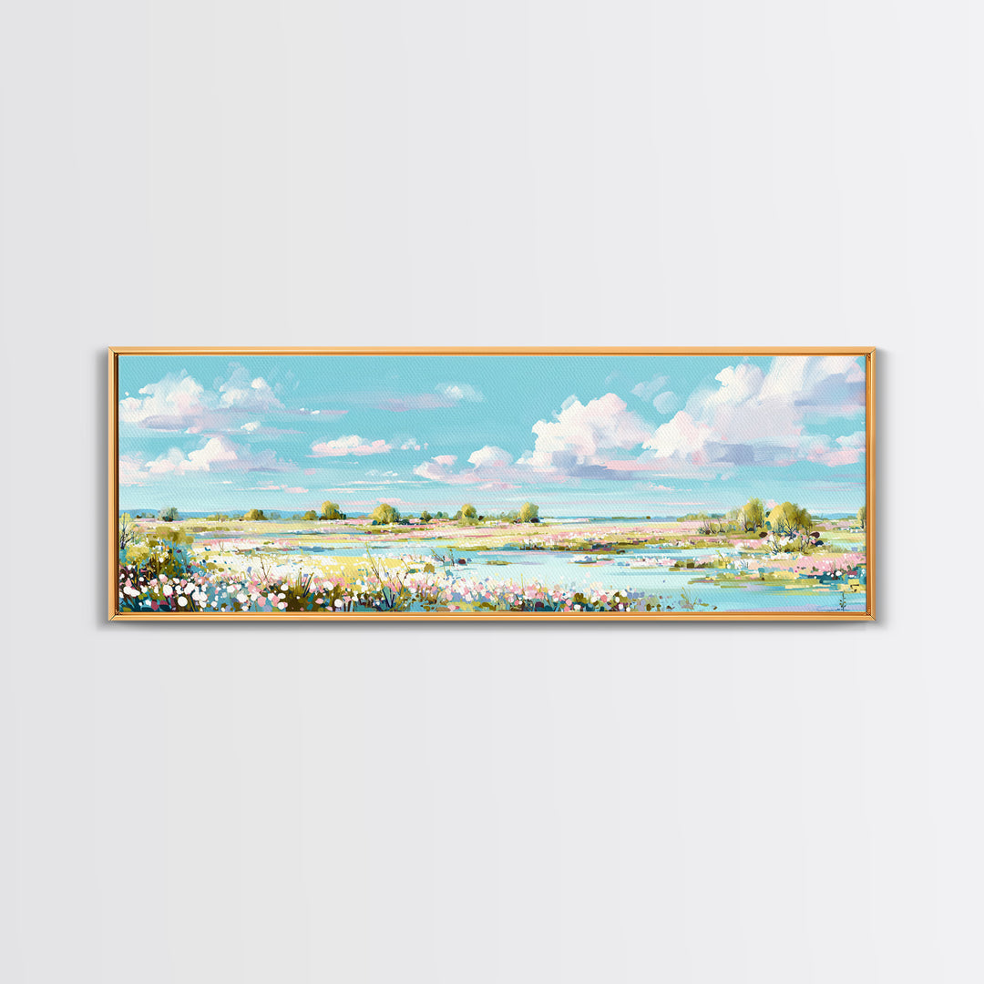 Fresh Air Meadow Landscape for Clean Mood Canvas Print, Laundry Room Art, Fine Art Print, Living Room Decor, Oil Painting, LRA-3x1-39
