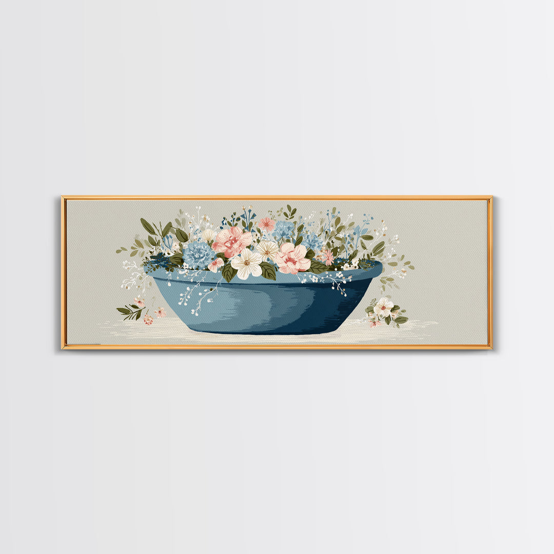 Blue Laundry Basket Canvas Print, Laundry Room Art, Laundry Room Decor, Living Room Decor, Fine Art, Clean, Gallery Decor, LRA-3x1-45