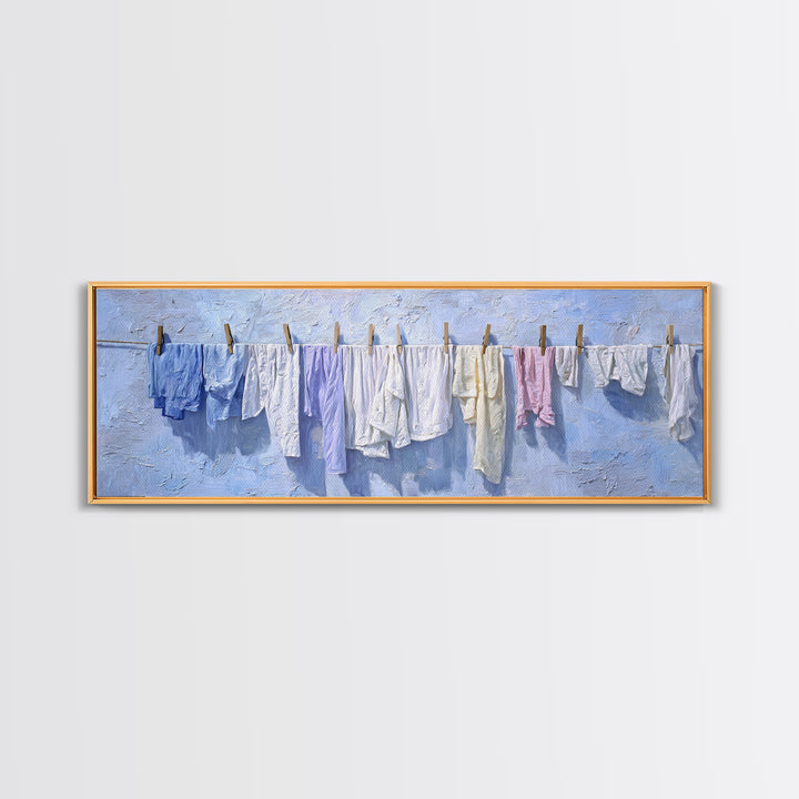 Linen Texture Abstract Framed Canvas Print, Laundry Room Art, Room Decor, Living Room Decor, Fine Art, Clean, Digital Print, LRA-3x1-52